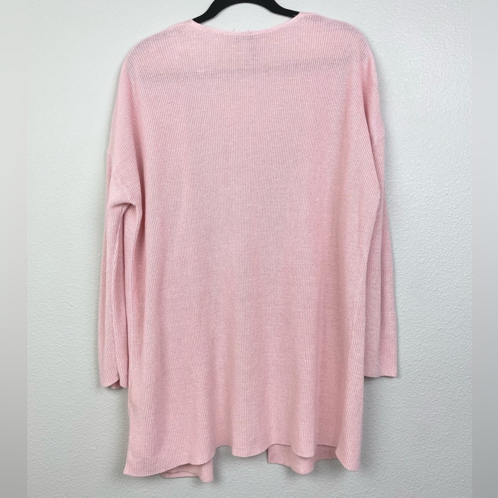 Eileen Fisher Women's Medium Open Front Cardigan Organic Linen Cotton Blush Pink - Picture 12 of 16